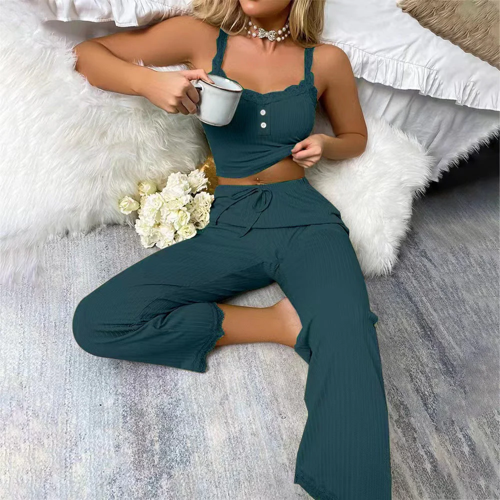 Yelena- Damen Jersey Schlafanzug mit verführerischen Spitzenakzenten - Image 9