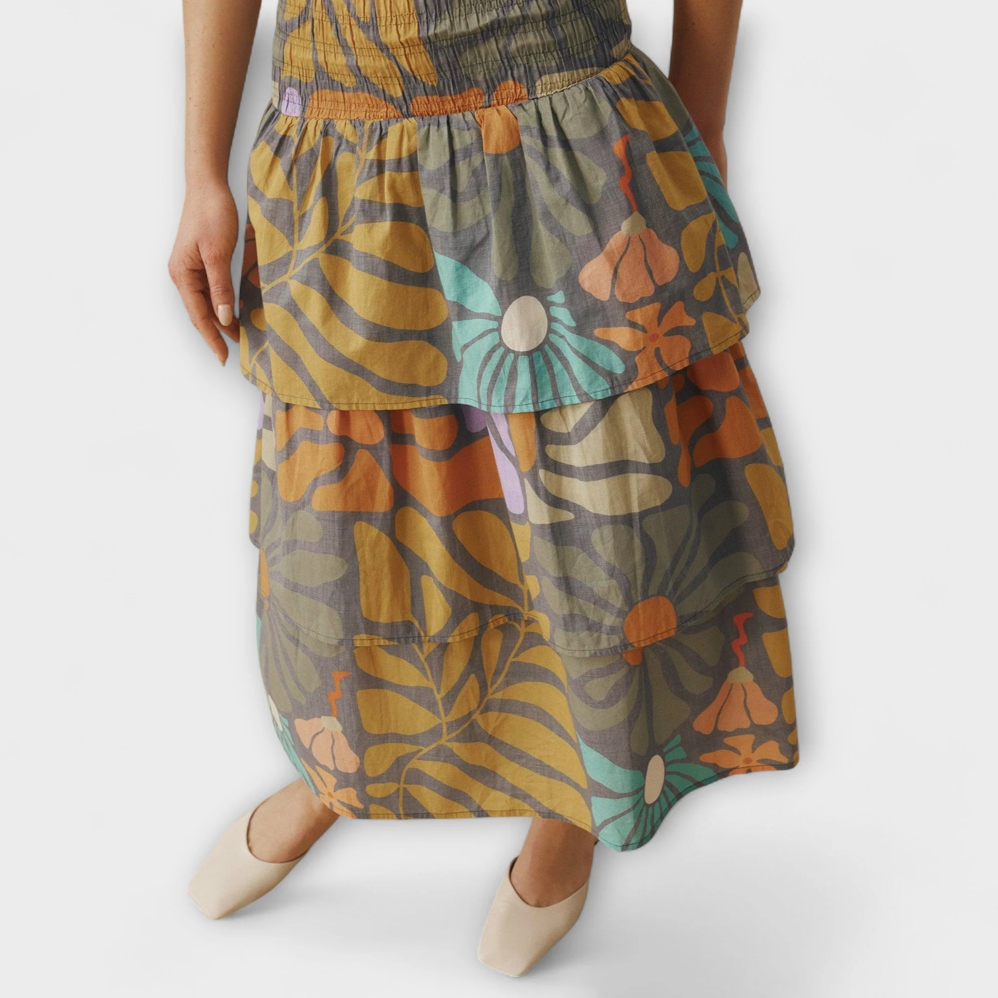 Yenora – Midikleid mit gesmoktem Oberteil und Stufenrock - Image 5