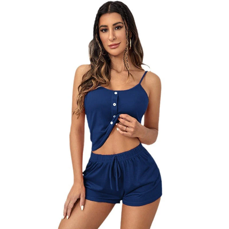 Yildiz- Damen lässiges kurzärmliges Schlafanzug Set mit Knopfleiste - Image 3
