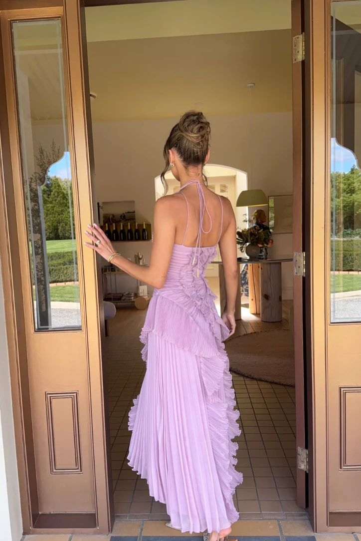 Yuna | Pailletten Maxikleid V-Ausschnitt Halterneck Abendkleid - Image 3