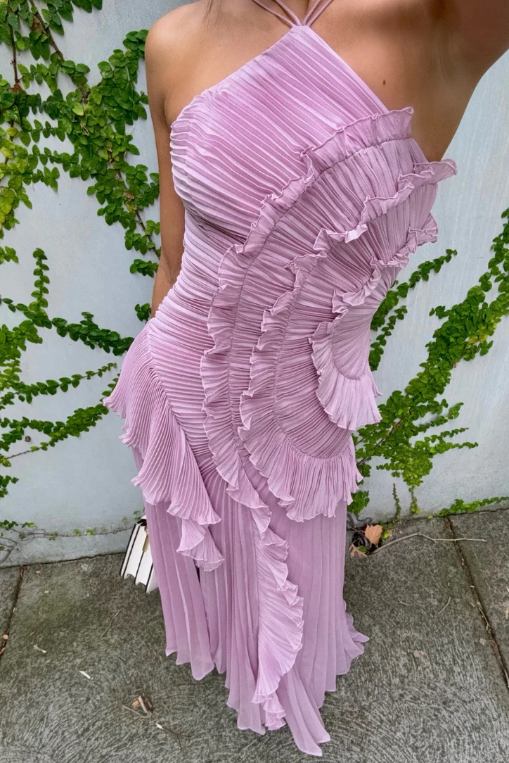 Yuna | Pailletten Maxikleid V-Ausschnitt Halterneck Abendkleid - Image 5