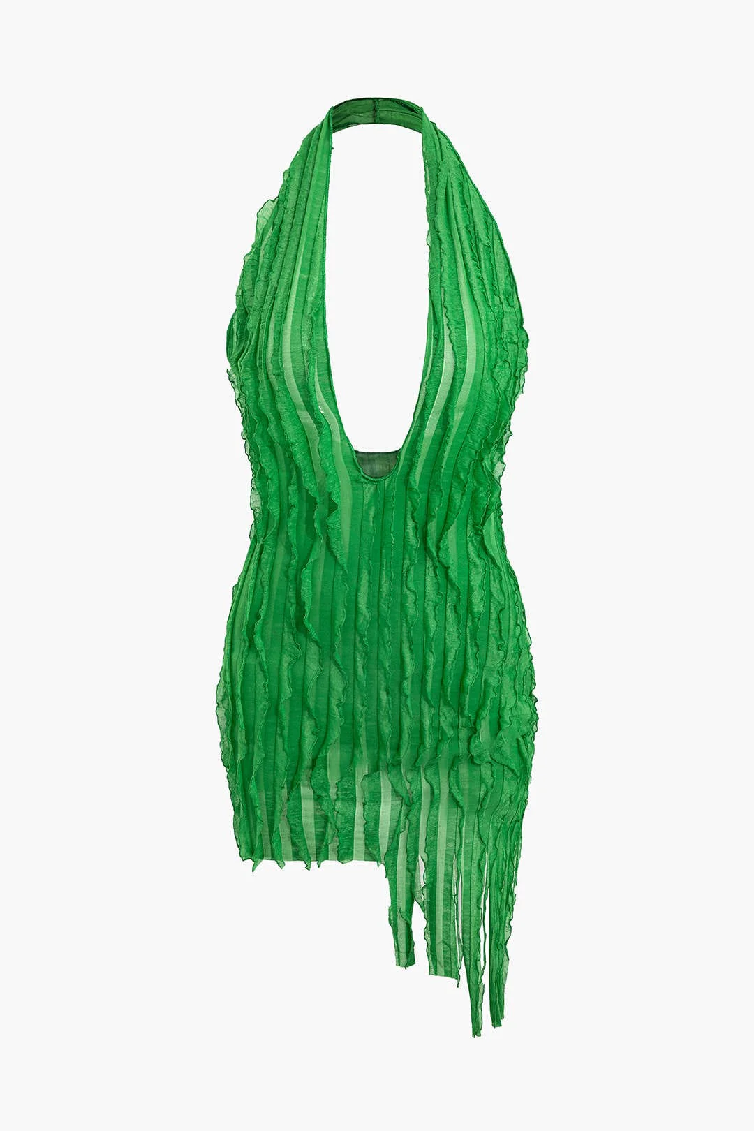 Zara | Asymmetrisches Fransen-Minikleid mit Neckholder – Verführerischer Boho-Chic für besondere Anlässe - Image 4