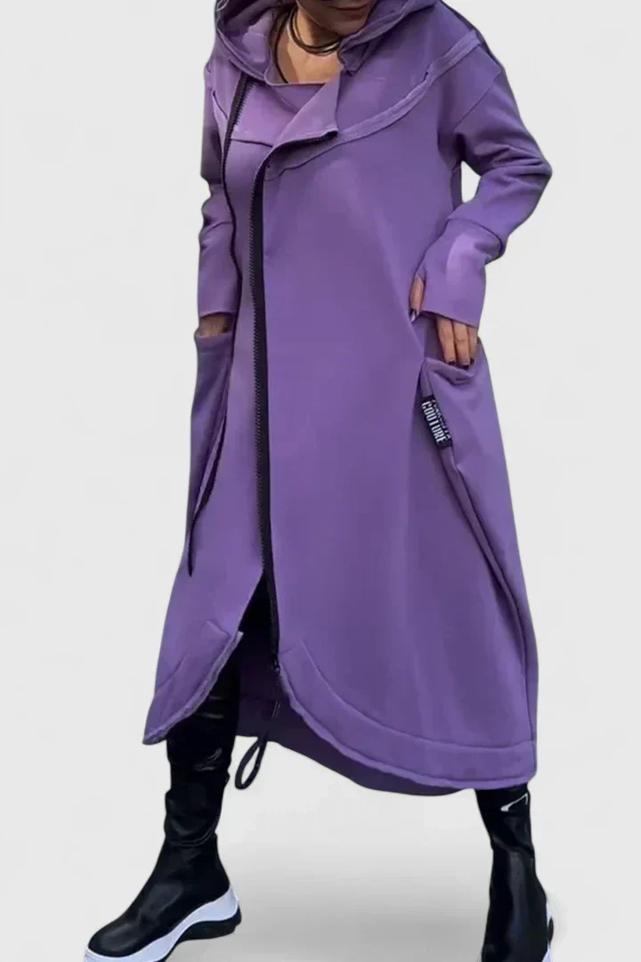 Zara – Modern Asymmetrical Hooded Midi Dress for Women - Image 2