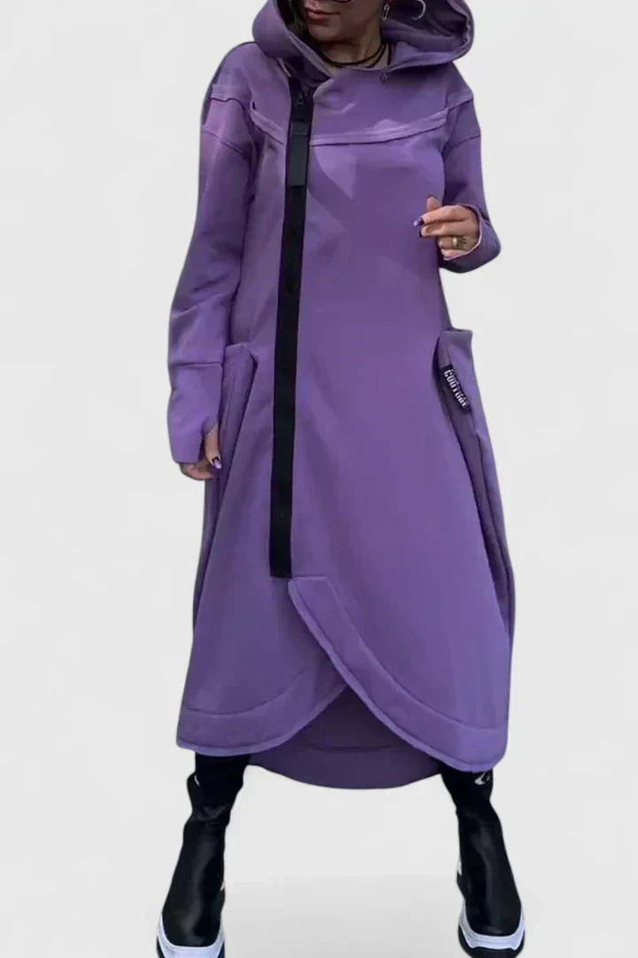 Zara – Modern Asymmetrical Hooded Midi Dress for Women - Image 4