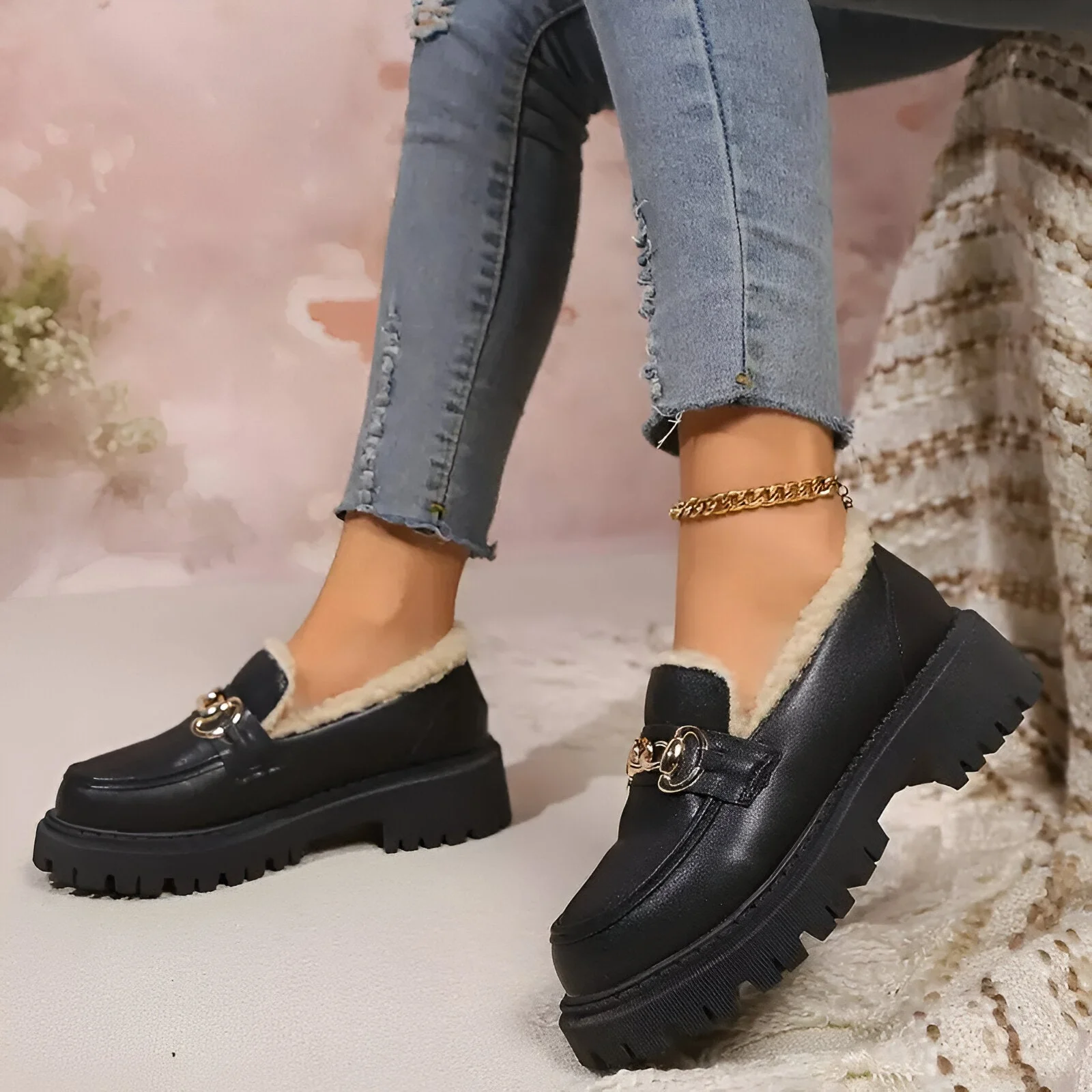 Zelia | Stylische Baumwoll Chain Loafers - Image 5