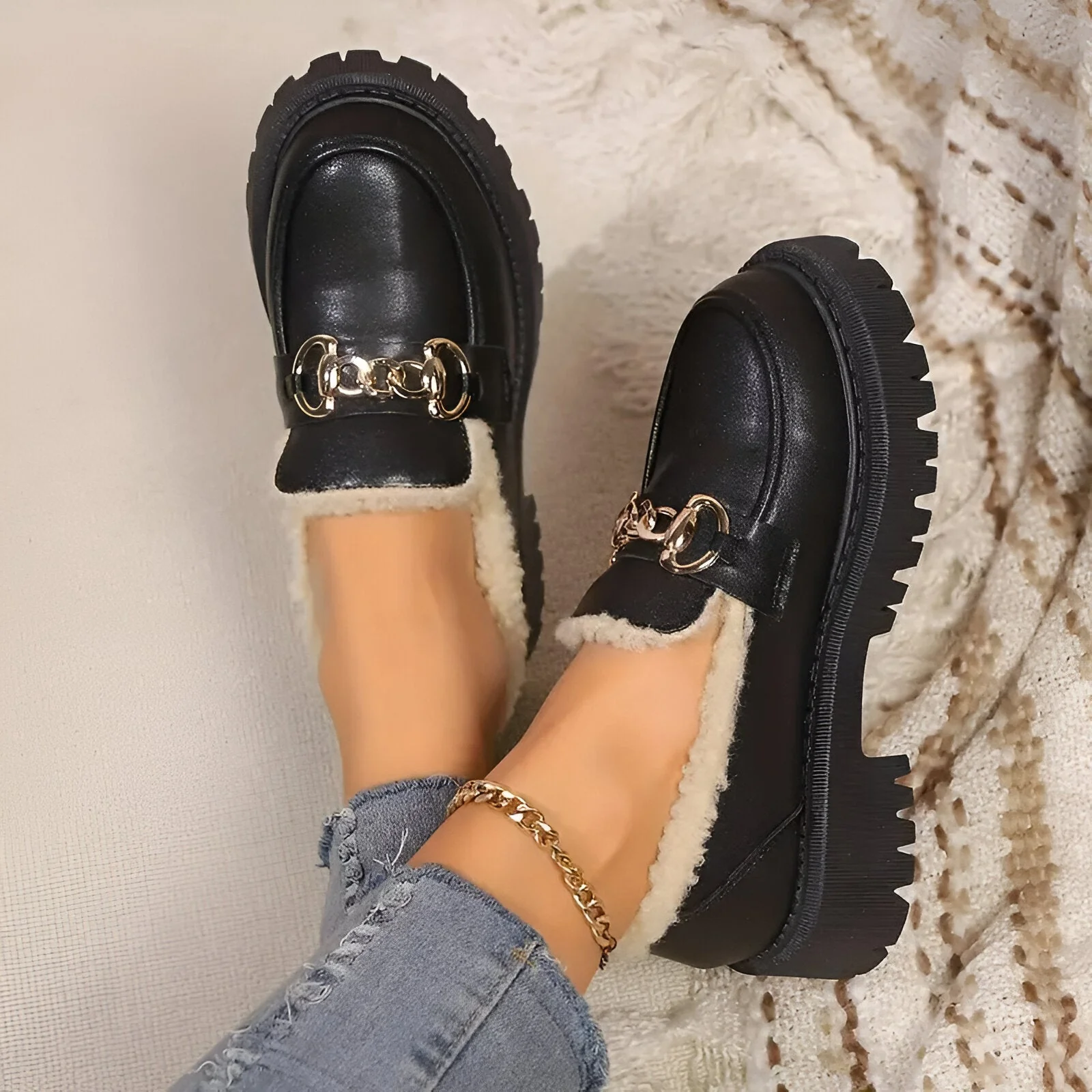 Zelia | Stylische Baumwoll Chain Loafers - Image 7