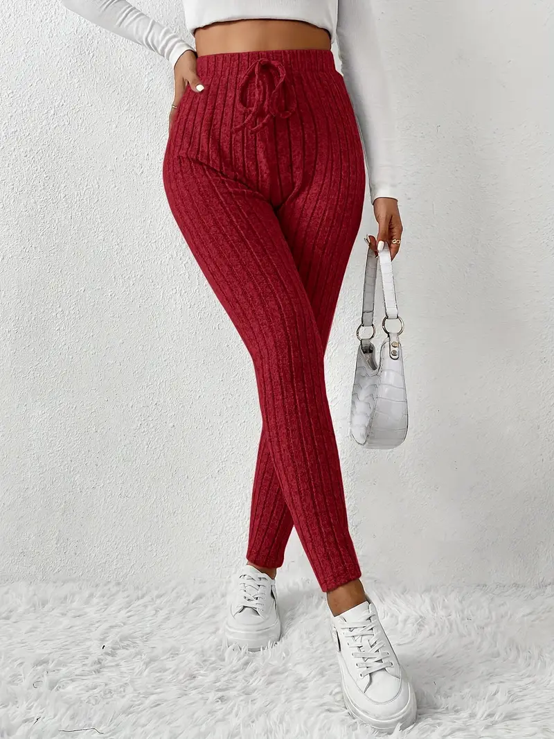 Zhari – Rippstrick-Leggings mit hohem Bund und Kordelzug - Image 10