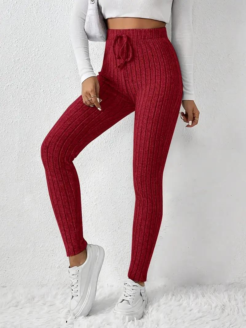 Zhari – Rippstrick-Leggings mit hohem Bund und Kordelzug - Image 12
