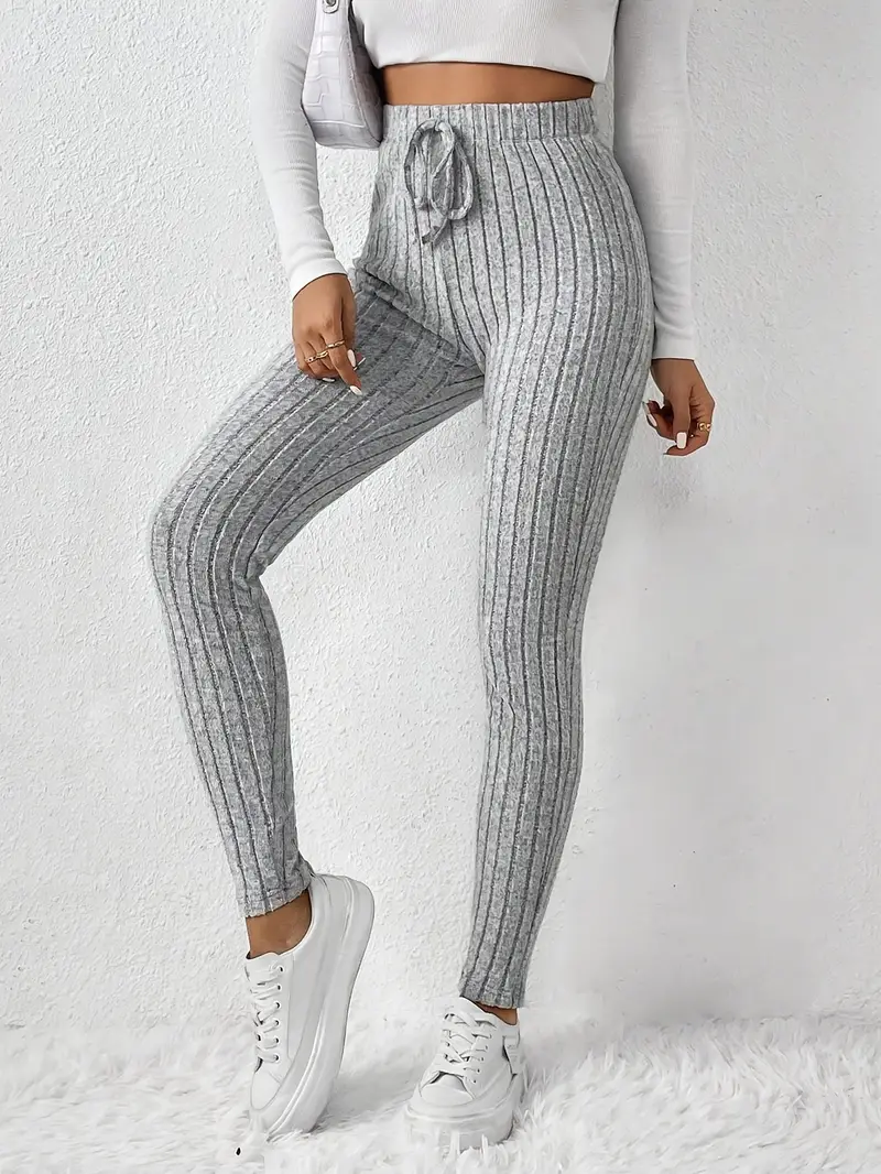Zhari – Rippstrick-Leggings mit hohem Bund und Kordelzug - Image 16