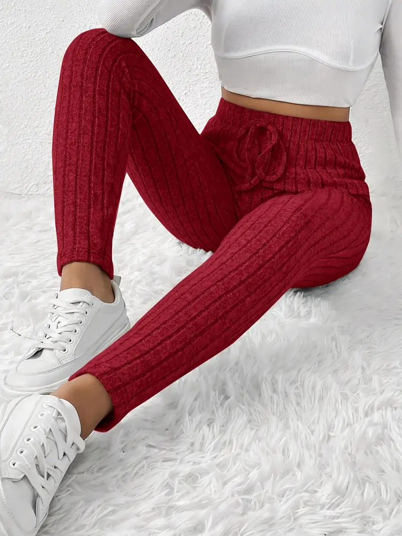 Zhari – Rippstrick-Leggings mit hohem Bund und Kordelzug - Image 20