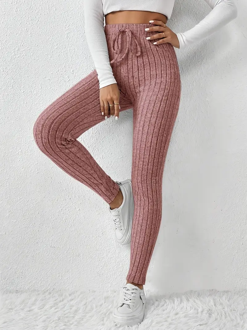 Zhari – Rippstrick-Leggings mit hohem Bund und Kordelzug - Image 4