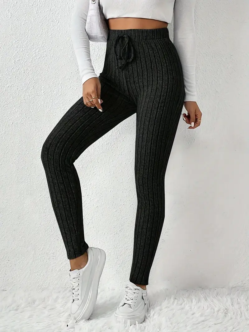Zhari – Rippstrick-Leggings mit hohem Bund und Kordelzug - Image 7