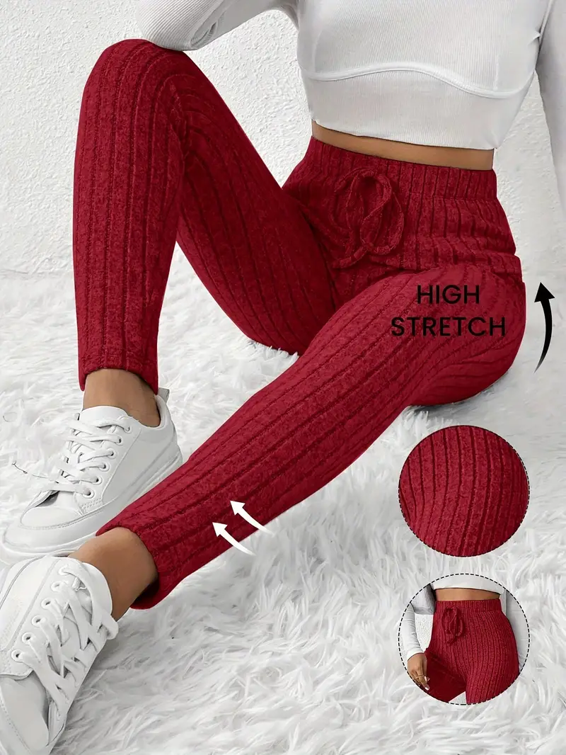 Zhari – Rippstrick-Leggings mit hohem Bund und Kordelzug - Image 9