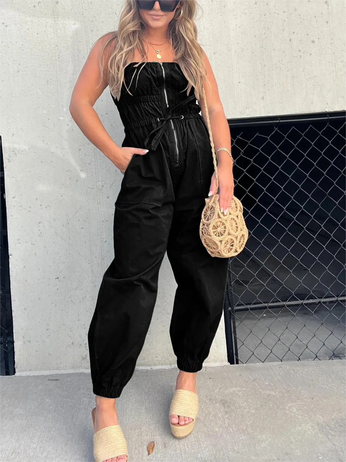ZIPPER CARGO JUMPSUIT - Image 5