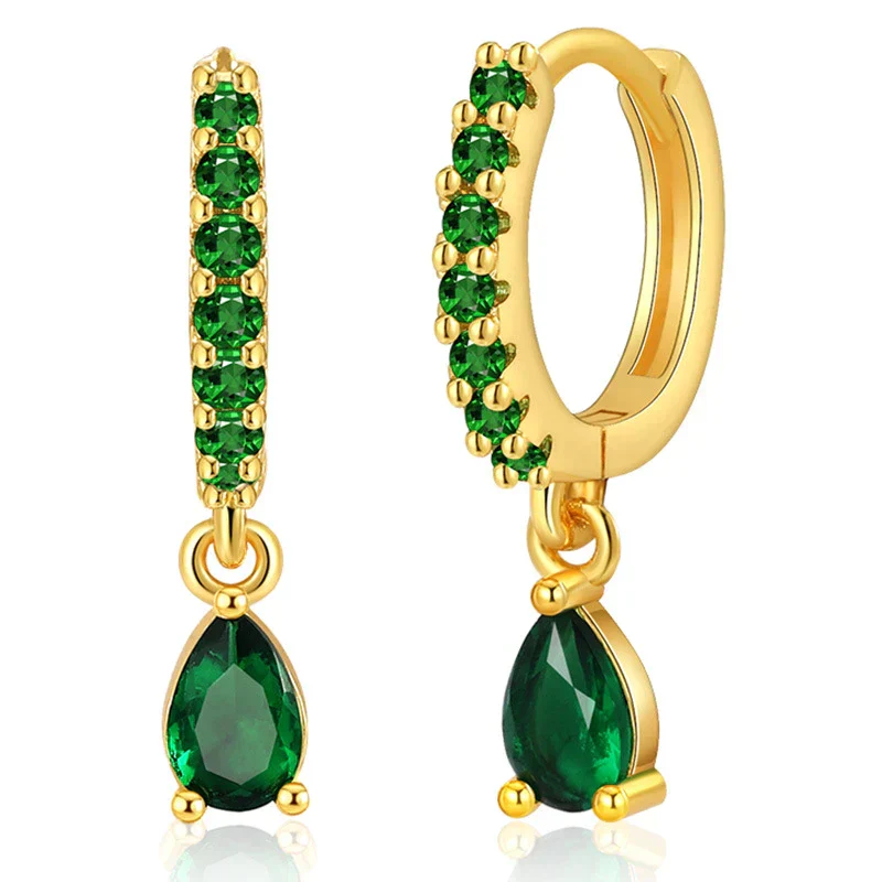 Zirkonia-Ohrringe mit Smaragd in Gold - Image 3