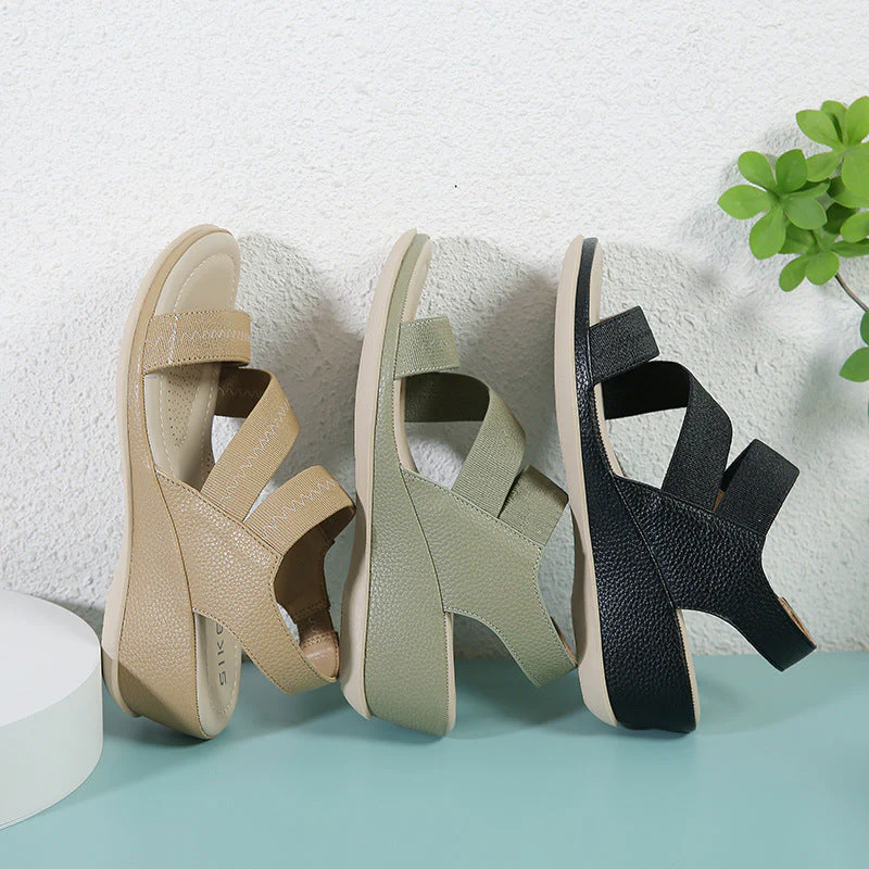 Zsófia- Damen Wedgesandalen mit elastischen Riemen und Innensohle - Image 3