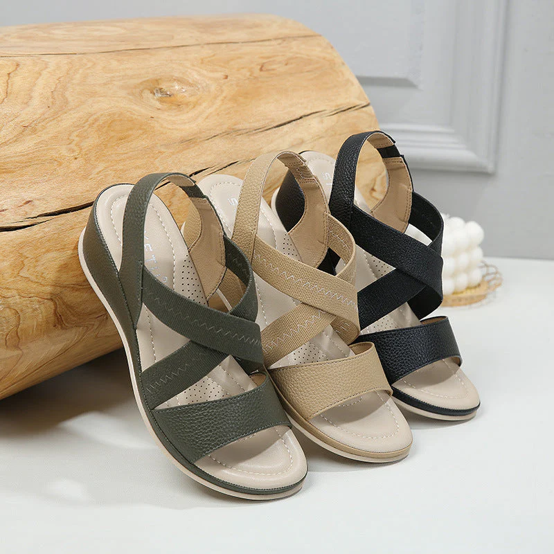 Zuzanna- Damen Wedgesandalen mit elastischen Überkreuz Riemen - Image 2
