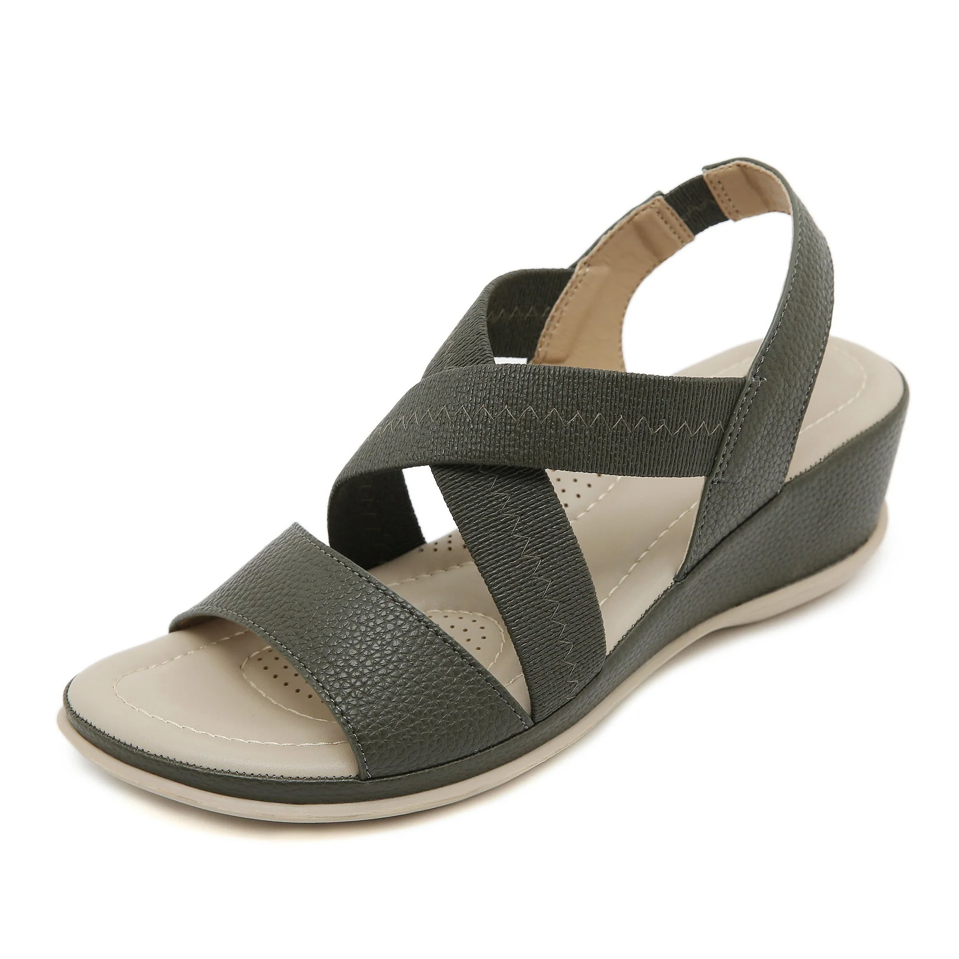 Zuzanna- Damen Wedgesandalen mit elastischen Überkreuz Riemen - Image 8
