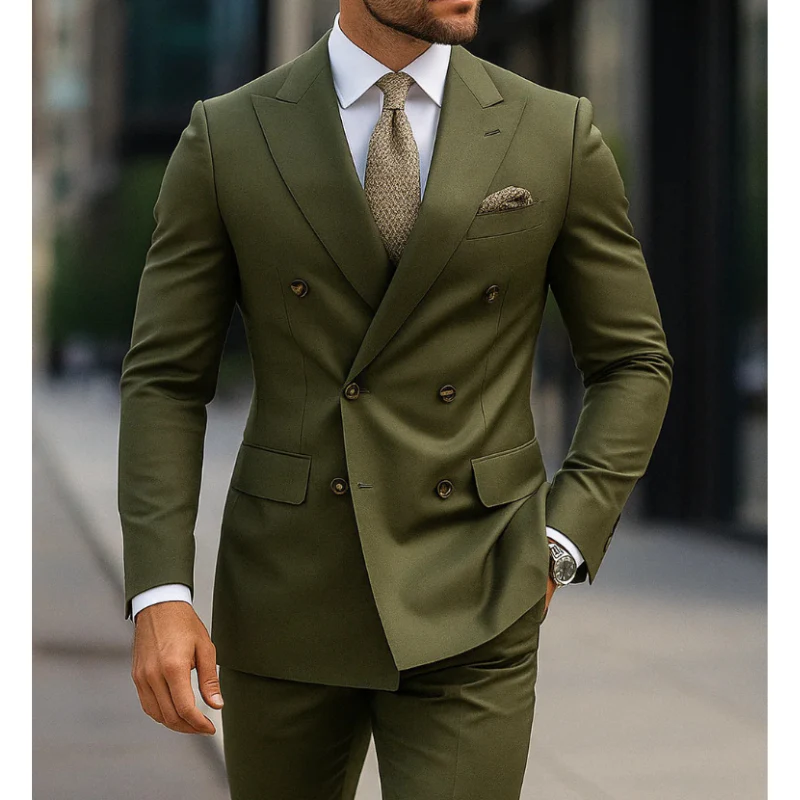 Zweireihiger Herren mit Sechs Knöpfen Hochzeitsgast Anzug | Elegant - Image 2