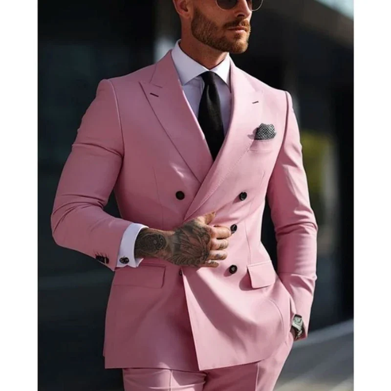Zweireihiger Herren mit Sechs Knöpfen Hochzeitsgast Anzug | Elegant - Image 6