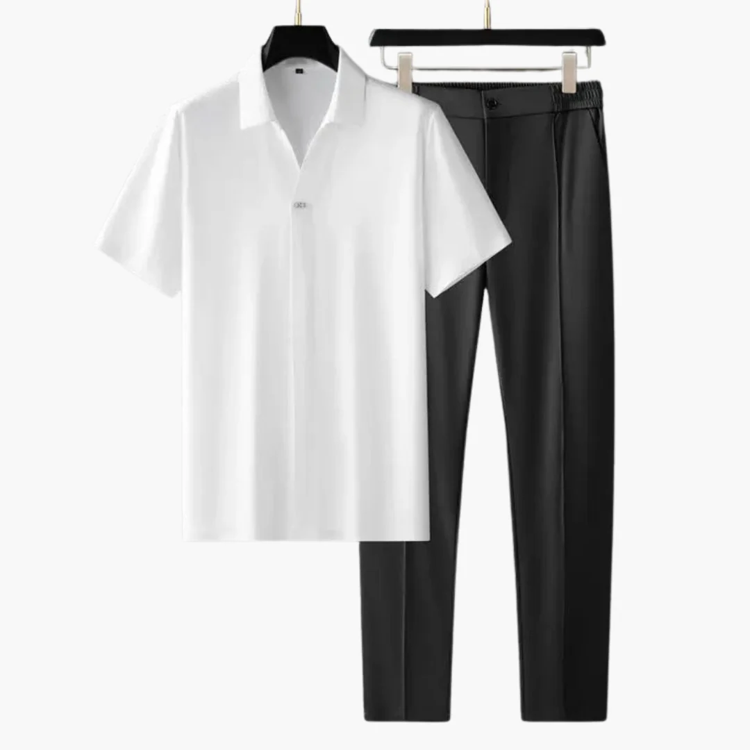 Zweiteiler Set für Herren – Kurzarmshirt mit Stoffhose - Image 2