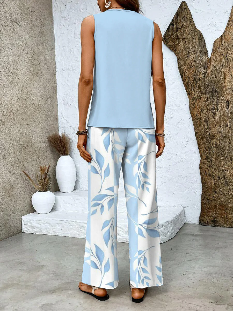 Zweiteiler-Set mit ärmellosem Top & weiter Hose – Sommerlook - Image 2