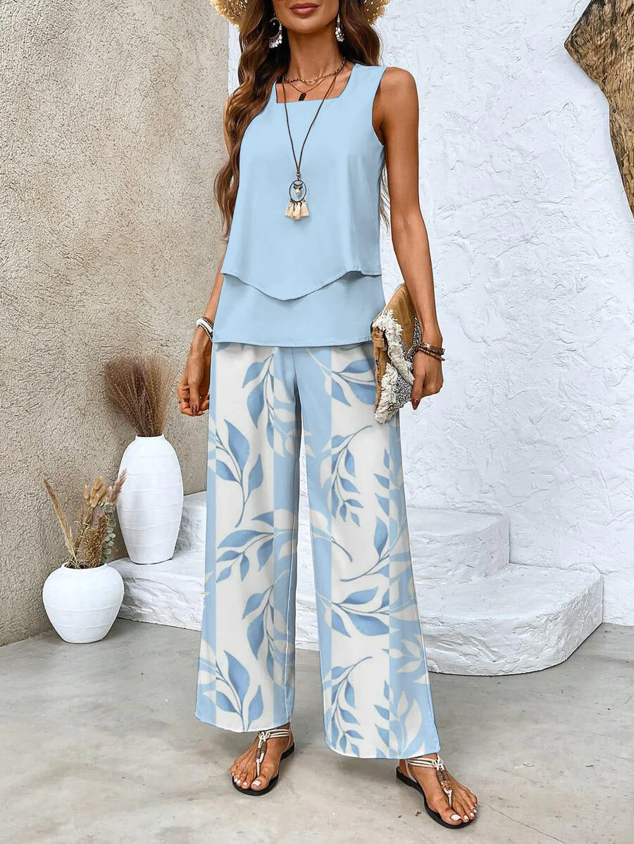 Zweiteiler-Set mit ärmellosem Top & weiter Hose – Sommerlook - Image 3