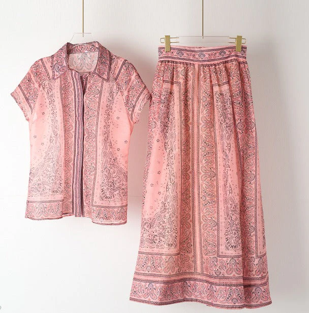 Zweiteiler-Set mit Bluse & Maxi-Rock im Paisley-Stil – Urban & Elegant - Image 8