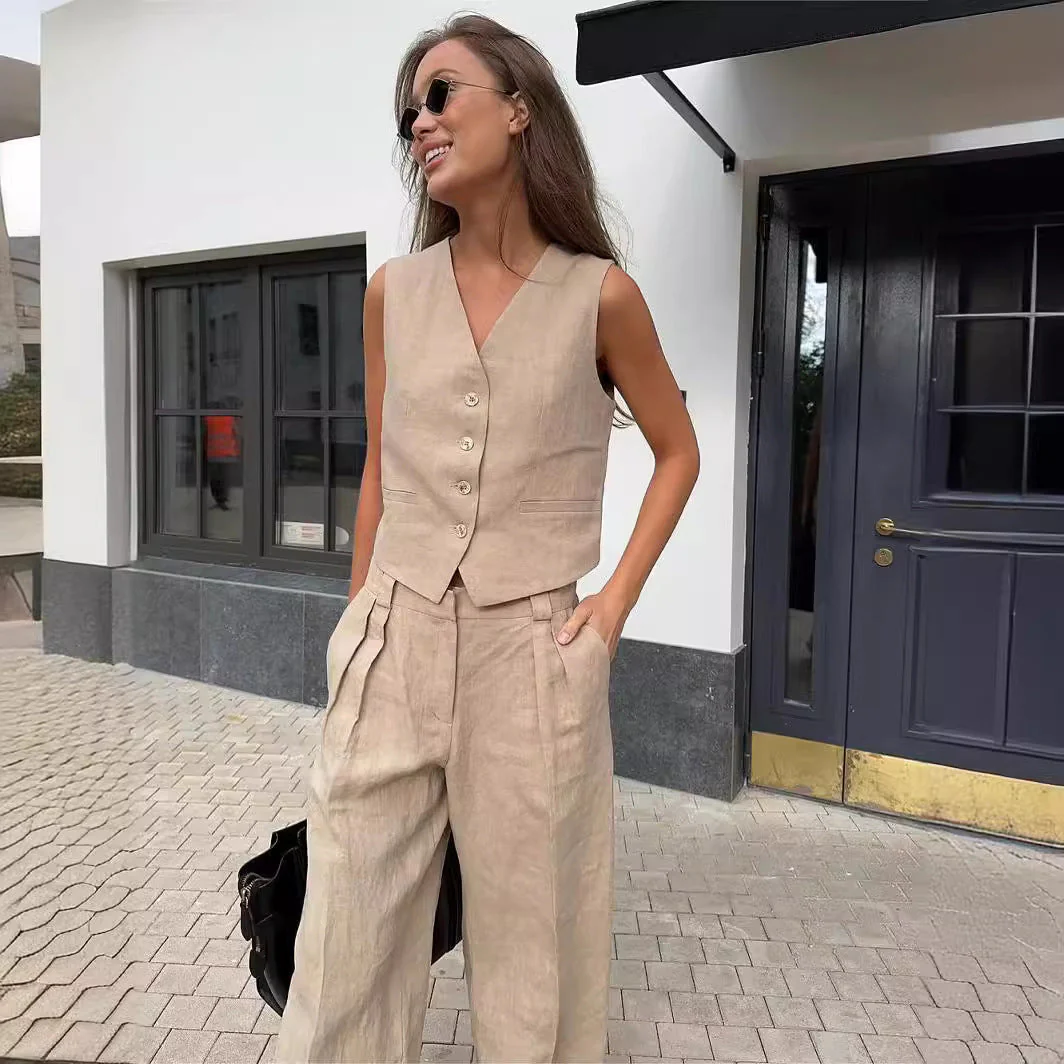Zweiteiliges Set mit Weste & weiter Hose – Modern, Luftig & Smart - Image 10