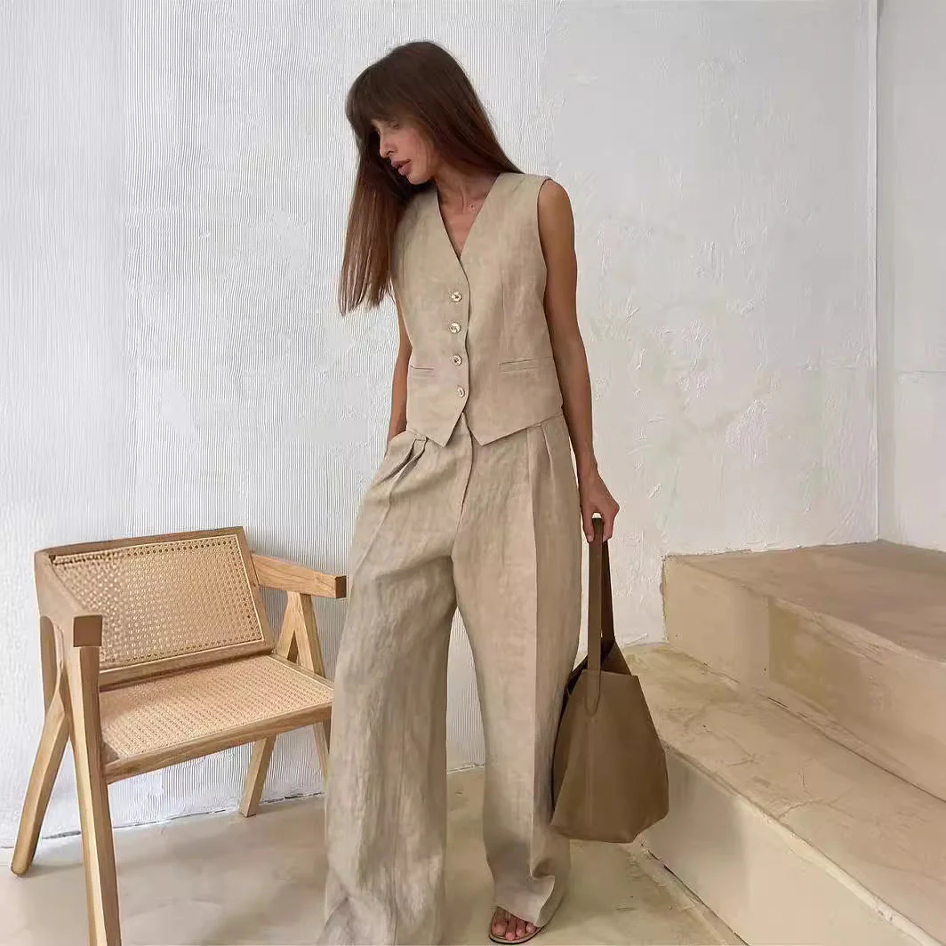 Zweiteiliges Set mit Weste & weiter Hose – Modern, Luftig & Smart - Image 11