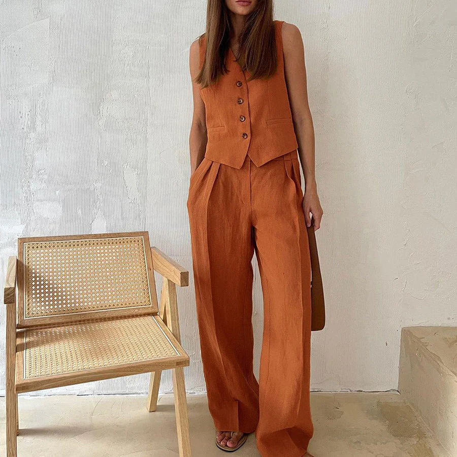 Zweiteiliges Set mit Weste & weiter Hose – Modern, Luftig & Smart - Image 14