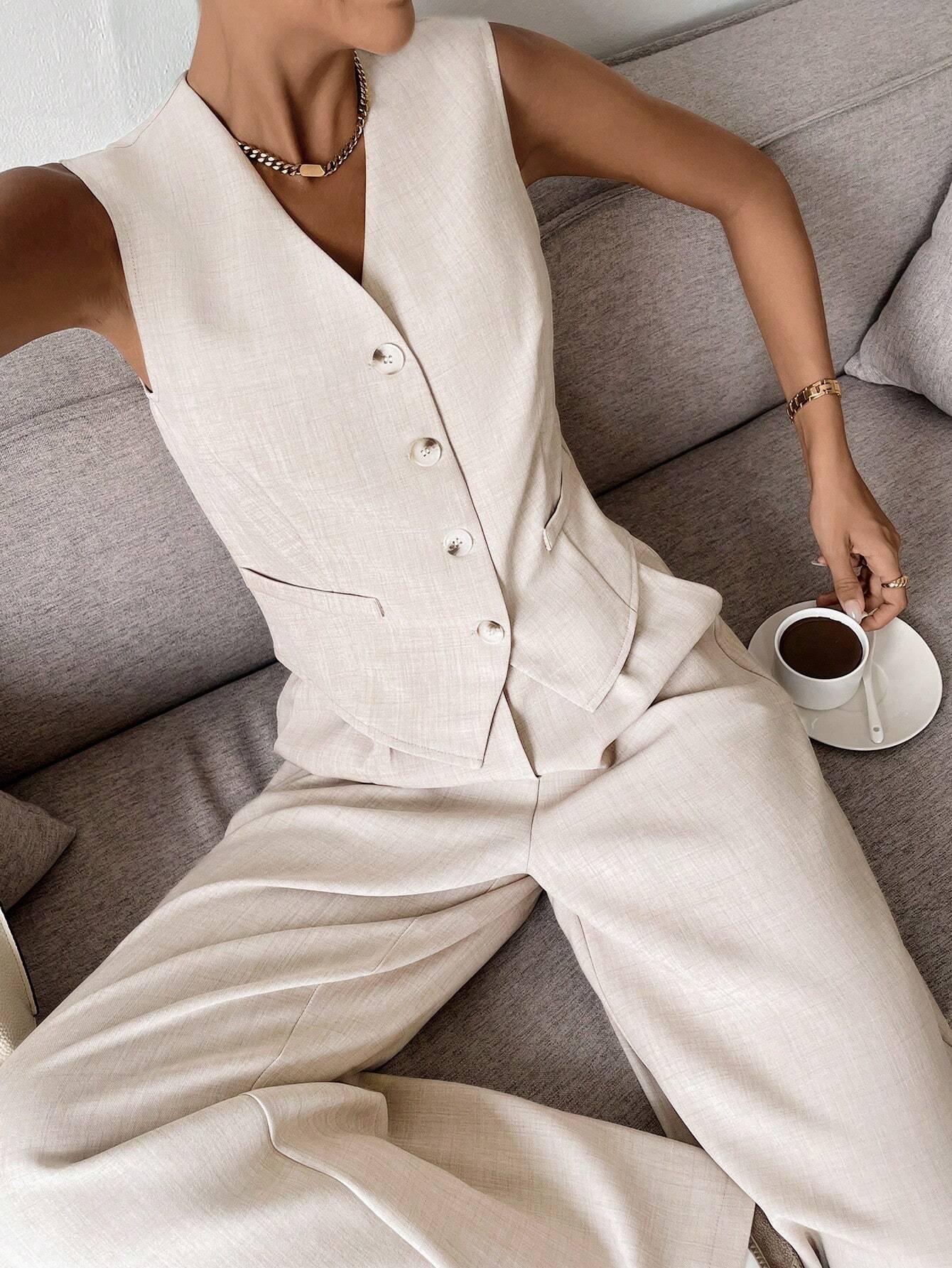 Zweiteiliges Set mit Weste & weiter Hose – Modern, Luftig & Smart - Image 2