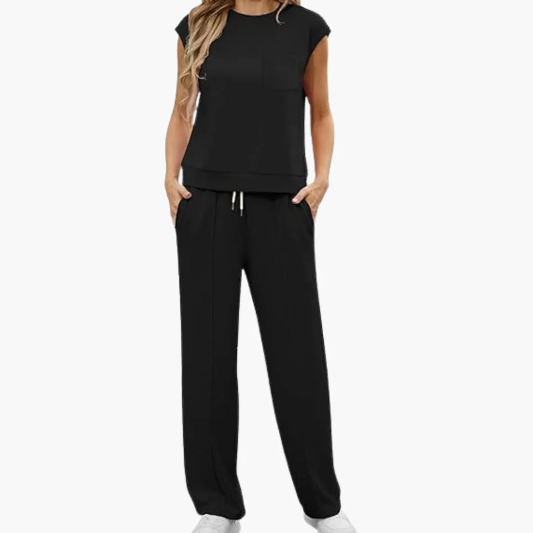 Zweiteiliges Sommer Set für Damen mit Kappärmeln und Taschen - Image 9