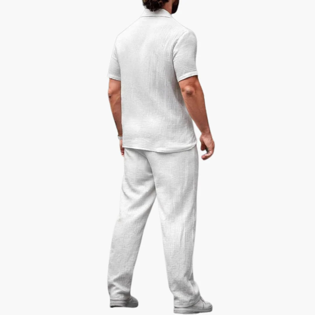 Zweiteiliges Sommer Set für Herren mit Kurzarmhemd und Hose - Image 3
