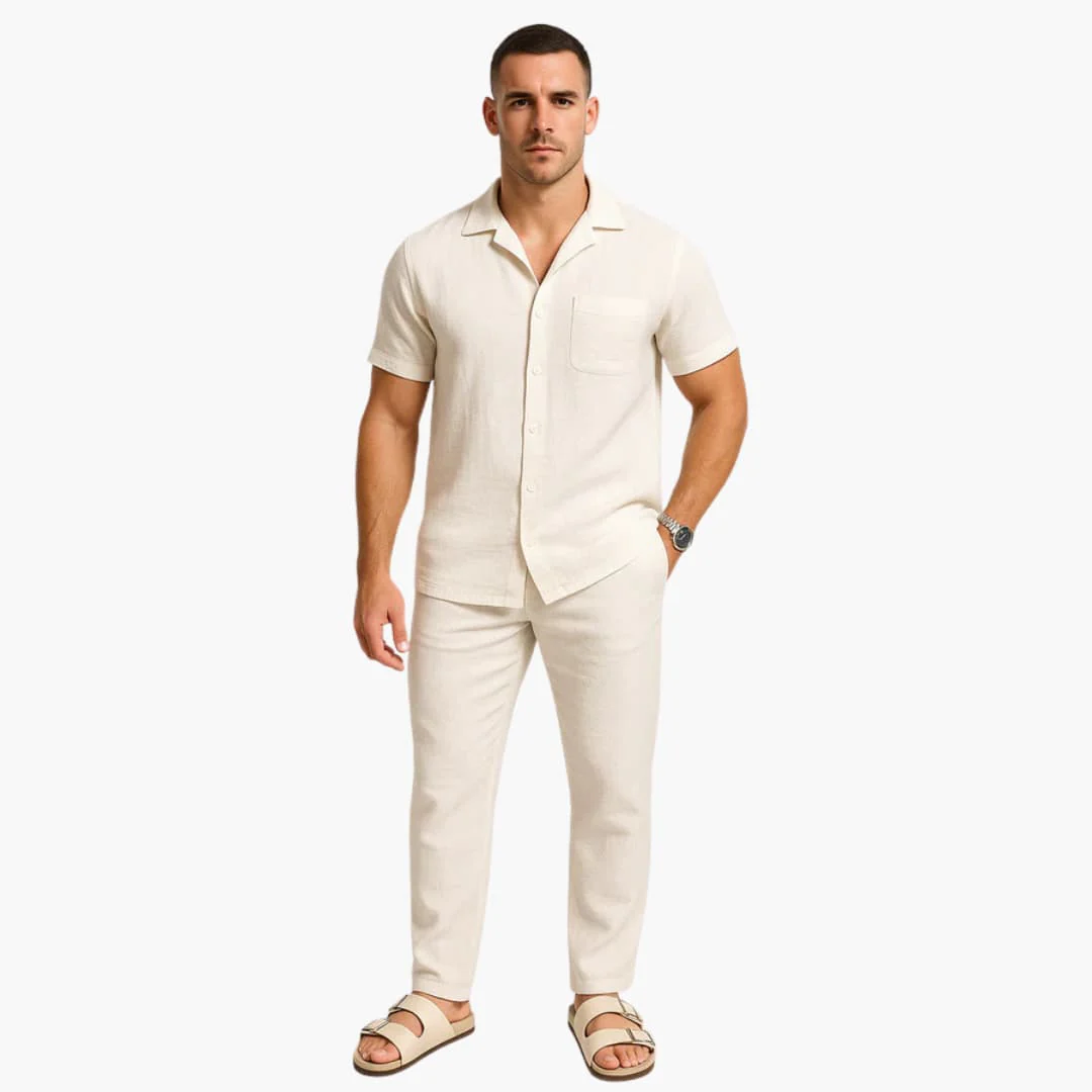 Zweiteiliges Sommer Set für Herren mit Kurzarmhemd und Hose - Image 4